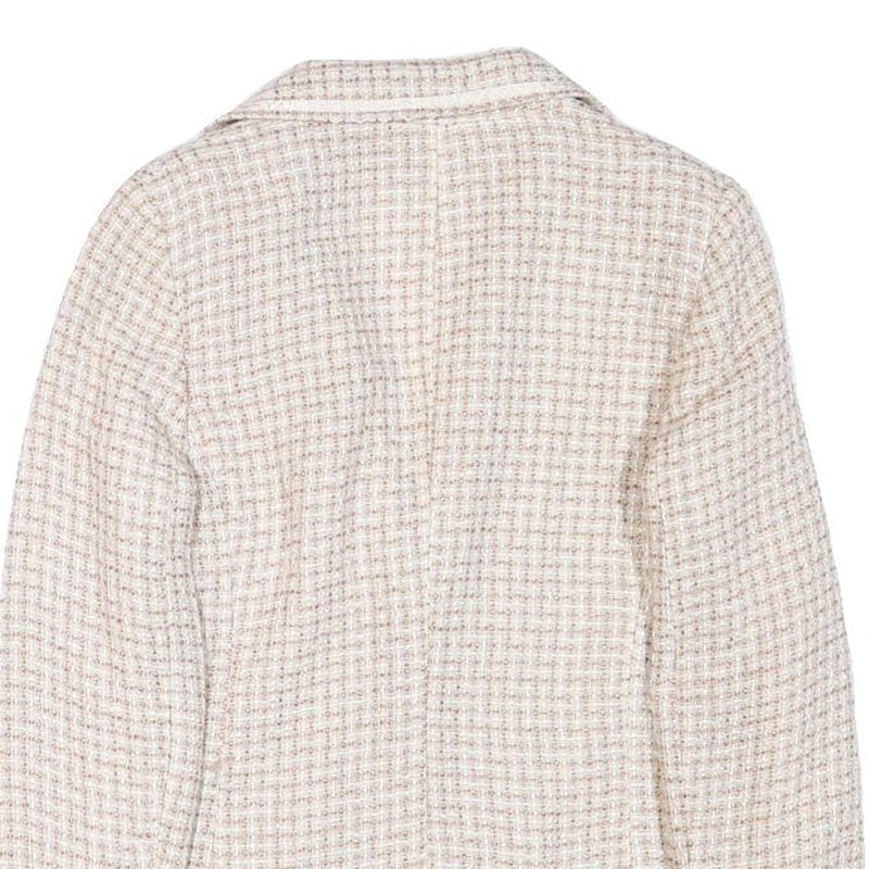 Womens Beige Tweed Button Jacket XS Acrylic Blend Classic Tailored