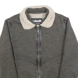 SCHOTT Mens Grey Wool Blend Zip Jacket M Knit Casual Warm Winter Outerwear