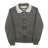 SCHOTT Mens Grey Wool Blend Zip Jacket M Knit Casual Warm Winter Outerwear