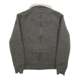 SCHOTT Mens Grey Wool Blend Zip Jacket M Knit Casual Warm Winter Outerwear