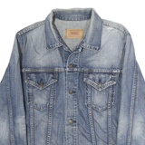 LEVI'S Mens Blue Denim Button Jacket L Cotton Plain Classic Fit Stylish
