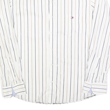 TOMMY HILFIGER Mens White & Beige Striped Shirt XL Classic Button-Down Collar