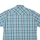 WRANGLER Mens Blue & White Check Shirt XL Casual Button Up Short Sleeve