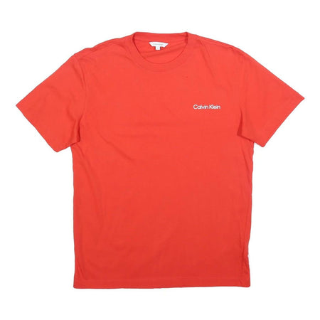 CALVIN KLEIN Mens Red S T-Shirt Short Sleeve Crew Neck Minimal Logo