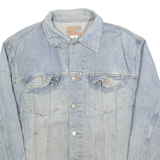 GUESS Mens Blue Cotton Denim Jacket L Button Closure Classic Fit Casual Wear