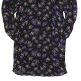 GANNI Womens Black Purple Floral Day Viscose Dress Long Sleeve Midi L