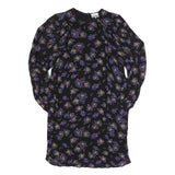 GANNI Womens Black Purple Floral Day Viscose Dress Long Sleeve Midi L