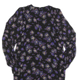 GANNI Womens Black Purple Floral Day Viscose Dress Long Sleeve Midi L