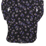 GANNI Womens Black Purple Floral Day Viscose Dress Long Sleeve Midi L