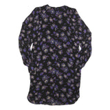 GANNI Womens Black Purple Floral Day Viscose Dress Long Sleeve Midi L
