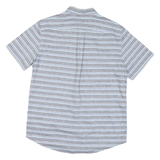 TOMMY HILFIGER Mens Blue & Grey Striped Cotton Blend Shirt L Classic Fit Casual