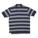 NAUTICA Mens Navy & White Stripe Polo Shirt XL Cotton Blend Short Sleeve Classic