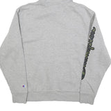 CHAMPION Mens Grey Hoodie M Cotton Blend Pullover Graphic Print Drawstring