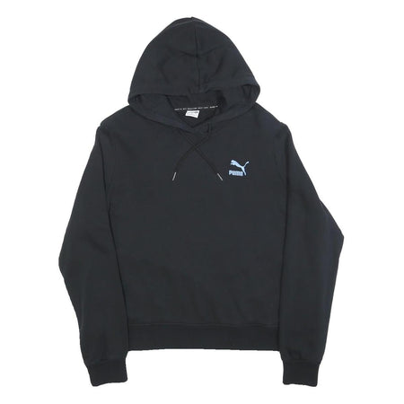 PUMA Womens Black Hoodie M Cotton Blend Pullover Logo Print