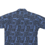 NATURAL ISSUE Womens Blue Patterned Shirt XL Cotton Blend Short Sleeve Button