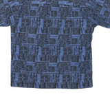NATURAL ISSUE Womens Blue Patterned Shirt XL Cotton Blend Short Sleeve Button