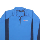 BERGHAUS Mens Blue & Navy Plain Jumper 1/4 Zip Polyester S Outdoor Sportswear