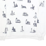 JERZEES Mens White Crew Neck XL Sweatshirt Cotton Blend Pullover Printed