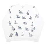 JERZEES Mens White Crew Neck XL Sweatshirt Cotton Blend Pullover Printed