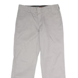 DICKIES Mens Polyester Blend Grey Classic Straight Trousers W33 L30 Workwear Zip