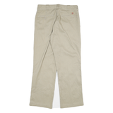 DICKIES Mens Cotton Blend Beige Regular Straight Trousers W32 L29 Zip Closure
