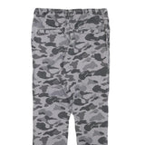 Mens Grey Camouflage Slim Fit Drawstring Waist Trousers W30 L27 Casual Cotton