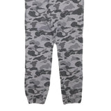 Mens Grey Camouflage Slim Fit Drawstring Waist Trousers W30 L27 Casual Cotton