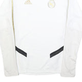ADIDAS Mens White & Gold Football Shirt S Long Sleeve Crew Neck Real Madrid