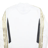 ADIDAS Mens White & Gold Football Shirt S Long Sleeve Crew Neck Real Madrid