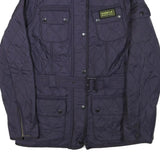 BARBOUR INTERNATIONAL Womens Navy Blue Quilted Belted Jacket UK 10 Polyester