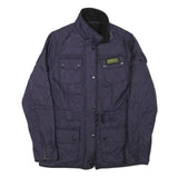 BARBOUR INTERNATIONAL Womens Navy Blue Quilted Belted Jacket UK 10 Polyester