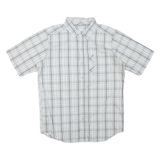 COLUMBIA Mens White & Grey Checked Short Sleeve Shirt M Casual Cotton Blend