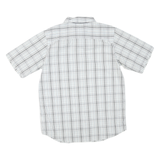 COLUMBIA Mens White & Grey Checked Short Sleeve Shirt M Casual Cotton Blend