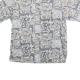 LIBERTY HOUSE Mens Blue Grey Patterned Cotton Shirt L Casual Summer Short Sleeve