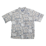 LIBERTY HOUSE Mens Blue Grey Patterned Cotton Shirt L Casual Summer Short Sleeve