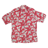 MODA CAMPIA Mens Red Leaf Pattern Rayon Shirt M Summer Casual Beachwear