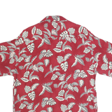 MODA CAMPIA Mens Red Leaf Pattern Rayon Shirt M Summer Casual Beachwear