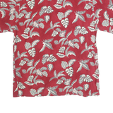 MODA CAMPIA Mens Red Leaf Pattern Rayon Shirt M Summer Casual Beachwear