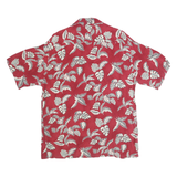 MODA CAMPIA Mens Red Leaf Pattern Rayon Shirt M Summer Casual Beachwear