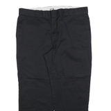 DICKIES Mens Regular Fit Black Trousers W42 L30 Cotton Blend Zip Closure