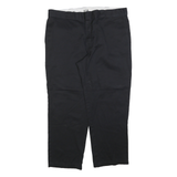 DICKIES Mens Regular Fit Black Trousers W42 L30 Cotton Blend Zip Closure
