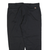 DICKIES Mens Regular Fit Black Trousers W42 L30 Cotton Blend Zip Closure