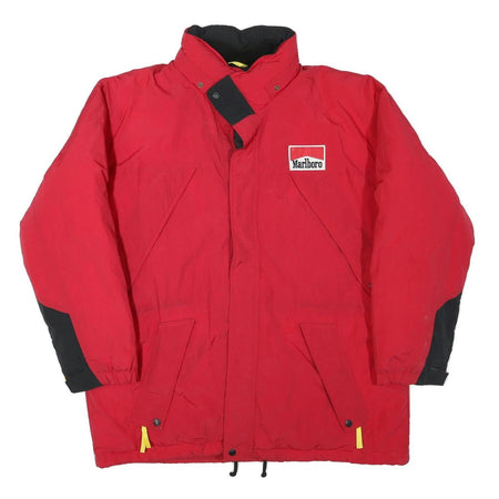 MARLBORO Mens Red & Black Zip Jacket XL Polyester Blend Casual Outdoor