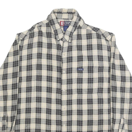 CHAPS RALPH LAUREN Mens Beige & Black Check Shirt L Casual Cotton Button-Down