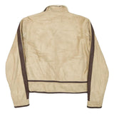 OUTBACK Womens Beige & Brown Synthetic Zip Jacket M Synthetic Plain Zip Jacket M
