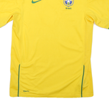 NIKE Mens Yellow & Green Brasil Football Style S Short Sleeve V-Neck Polyester