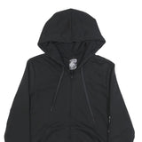 ADIDAS Womens Black Full Zip Hoodie M Logo Sleeve Print Casual Sportswear