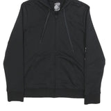 ADIDAS Womens Black Full Zip Hoodie M Logo Sleeve Print Casual Sportswear