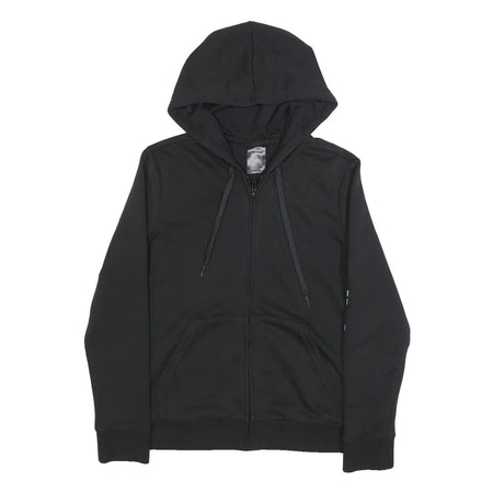 ADIDAS Womens Black Full Zip Hoodie M Logo Sleeve Print Casual Sportswear