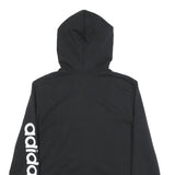 ADIDAS Womens Black Full Zip Hoodie M Logo Sleeve Print Casual Sportswear